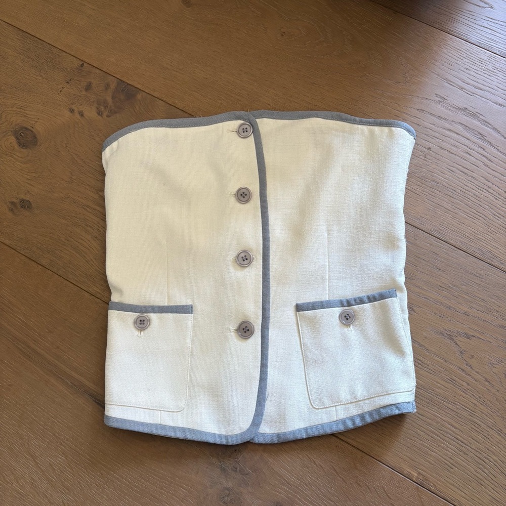 Cream and Gray Textured Blouse with Tailored Design
